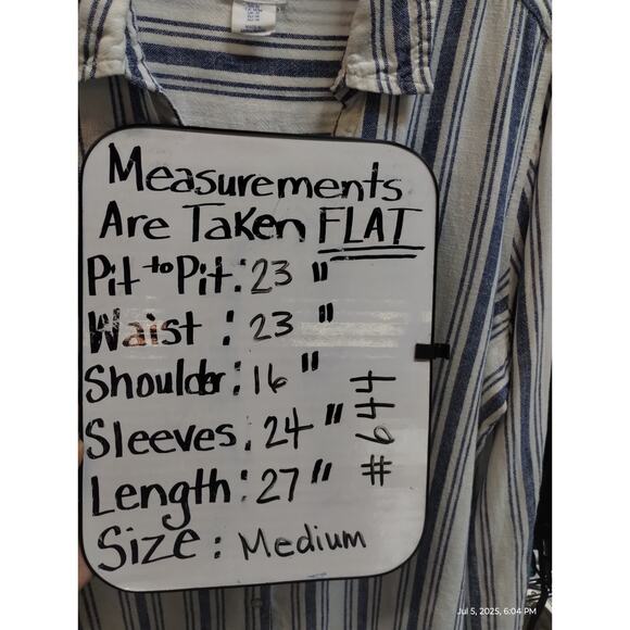 Sigrid Olsen Women's size Medium Striped Linen Button up Quiet Luxury Shirt Top - Picture 11 of 11